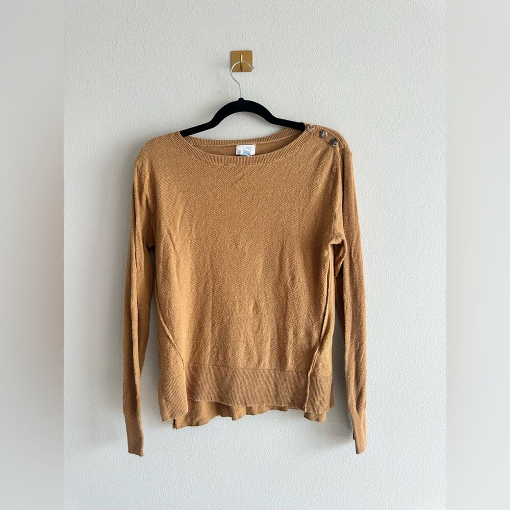 Sigrid Olsen Linen Cotton Button Shoulder Knit Lightweight Sweater Size S